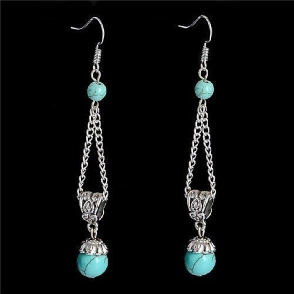 Synthetic Turquoise Bead Earrings